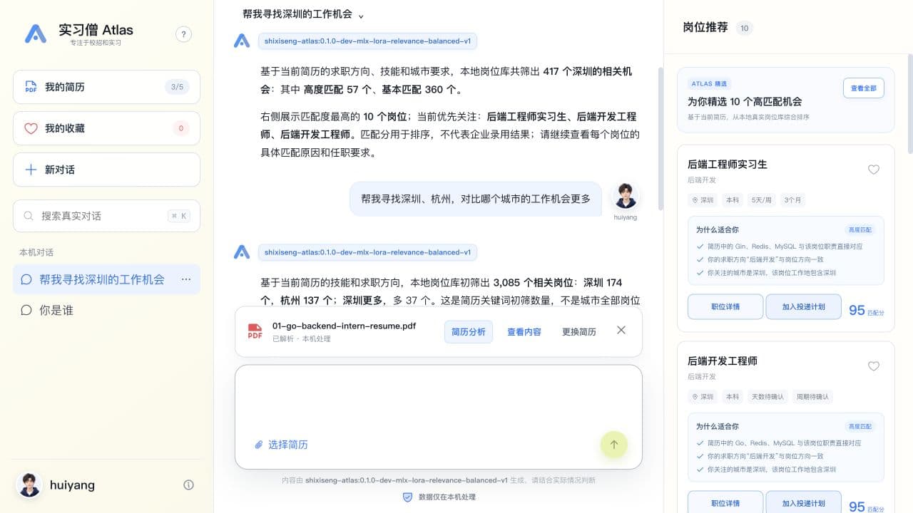 Atlas comparing resume-relevant job counts in Shenzhen and Hangzhou
